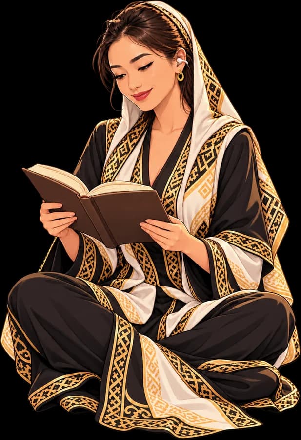 Illustration of Maya, the MiddleEastEcom guide character, reading a seller guide